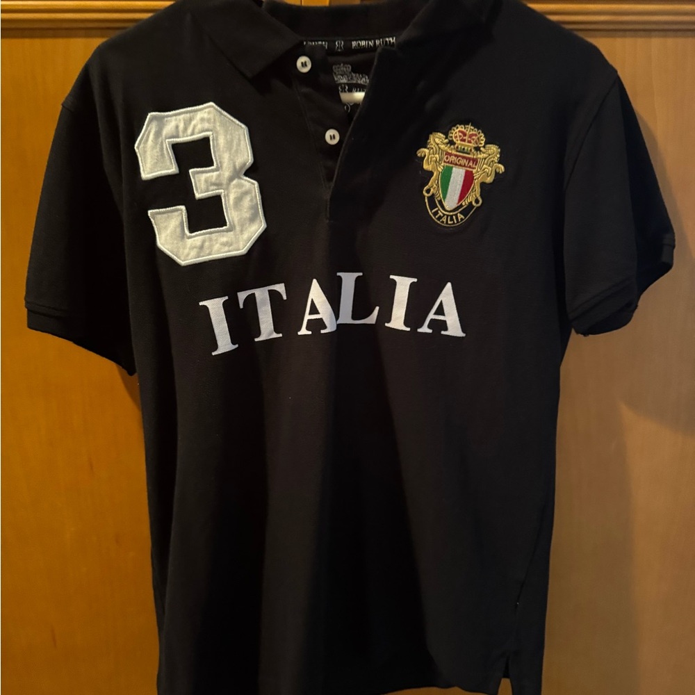 Robin Ruth Black Polo Shirt with White Accents